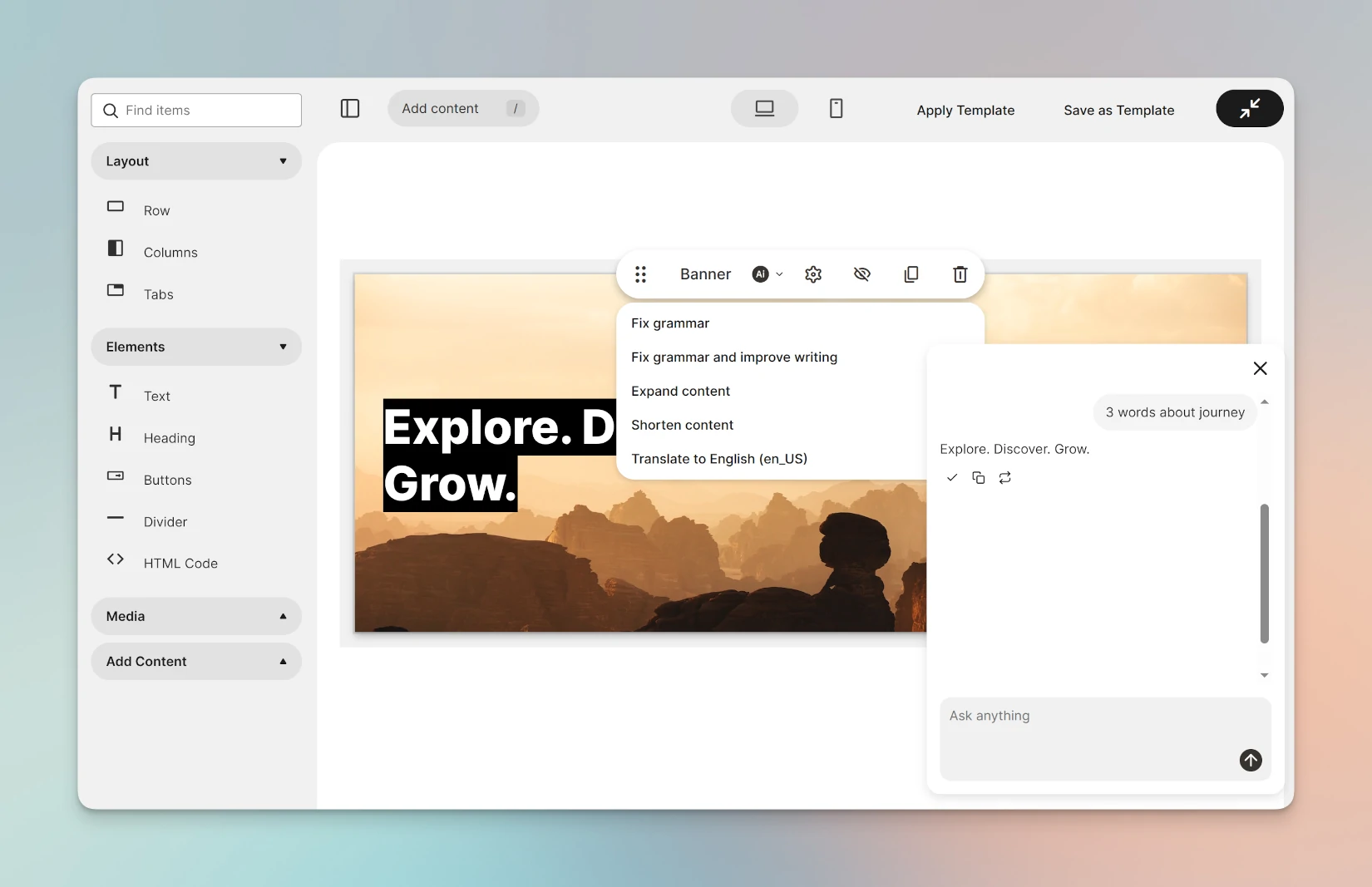 Screenshot of the Melios UI with M137 theme