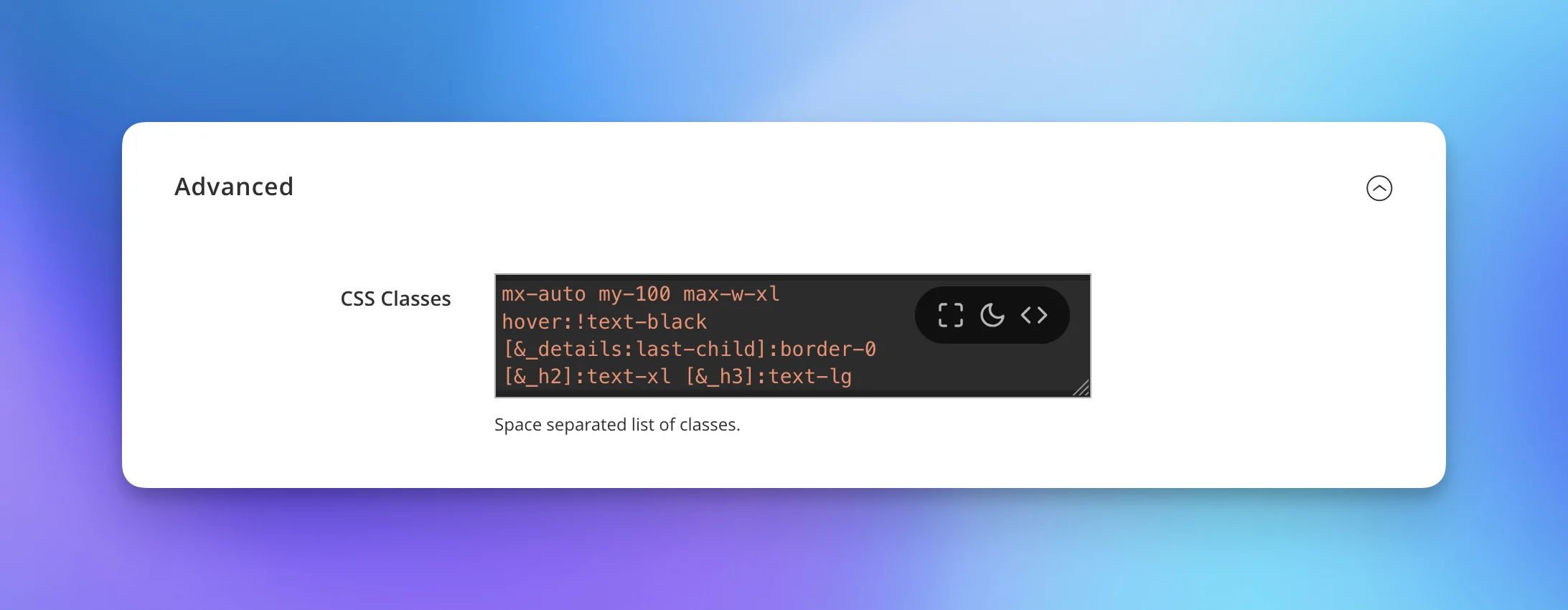 Screenshot of the improved CSS class field