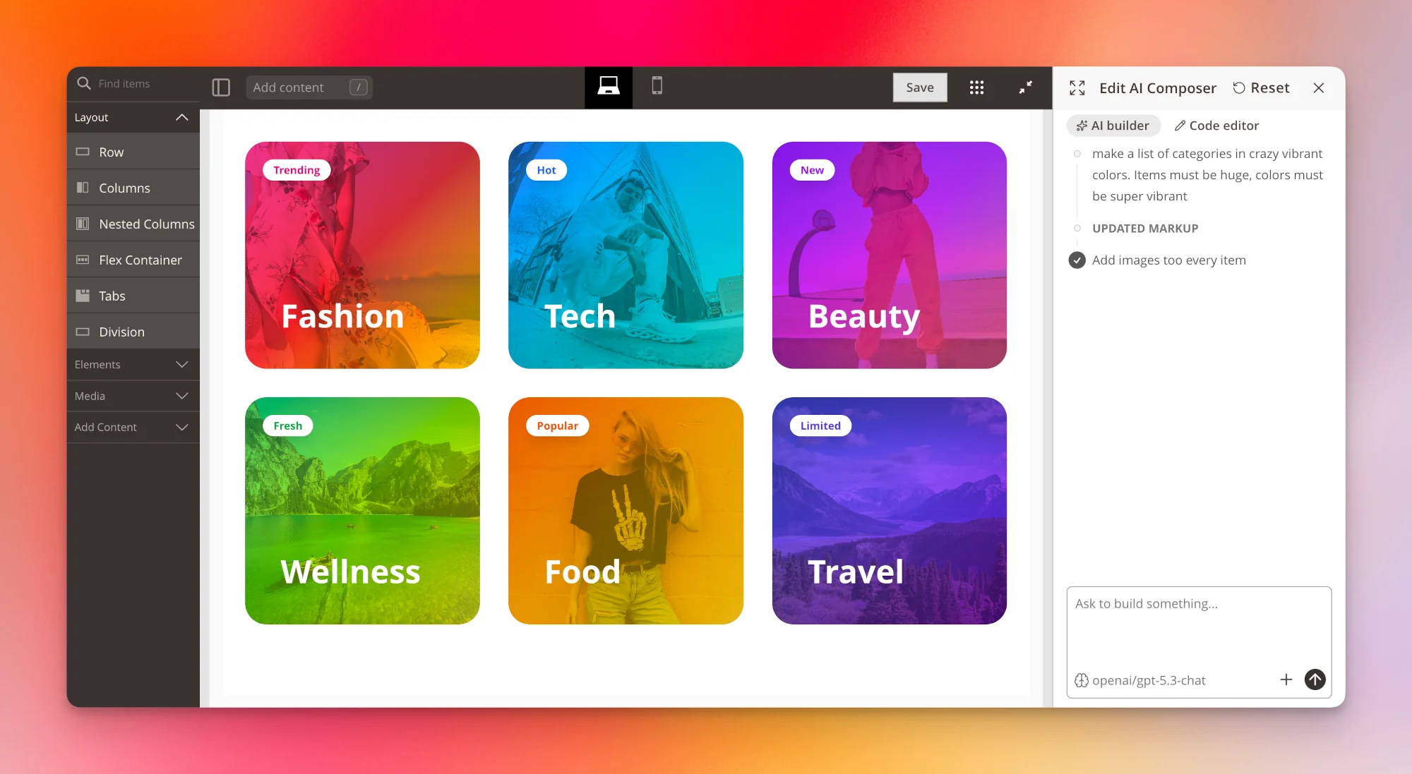 Categories List screenshot