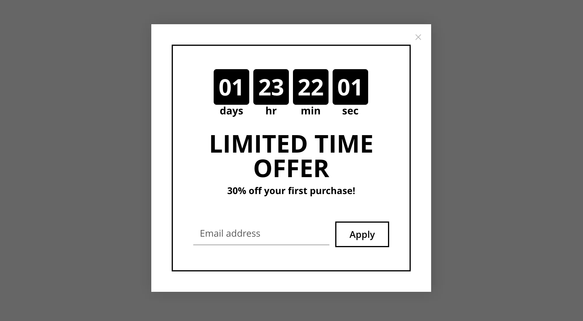 Countdown Timer Offer in Modal Popup screenshot