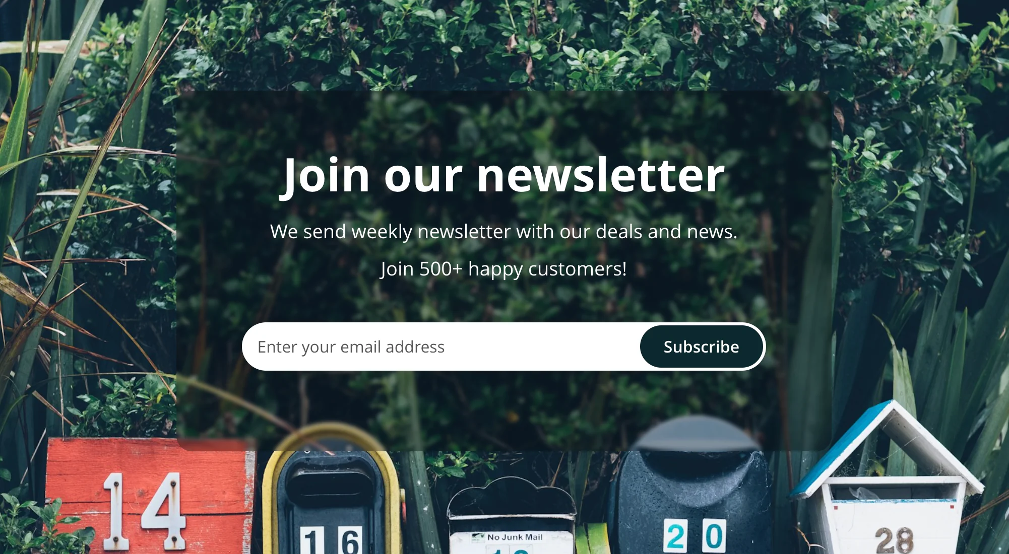 Centered Form over fullwidth background screenshot