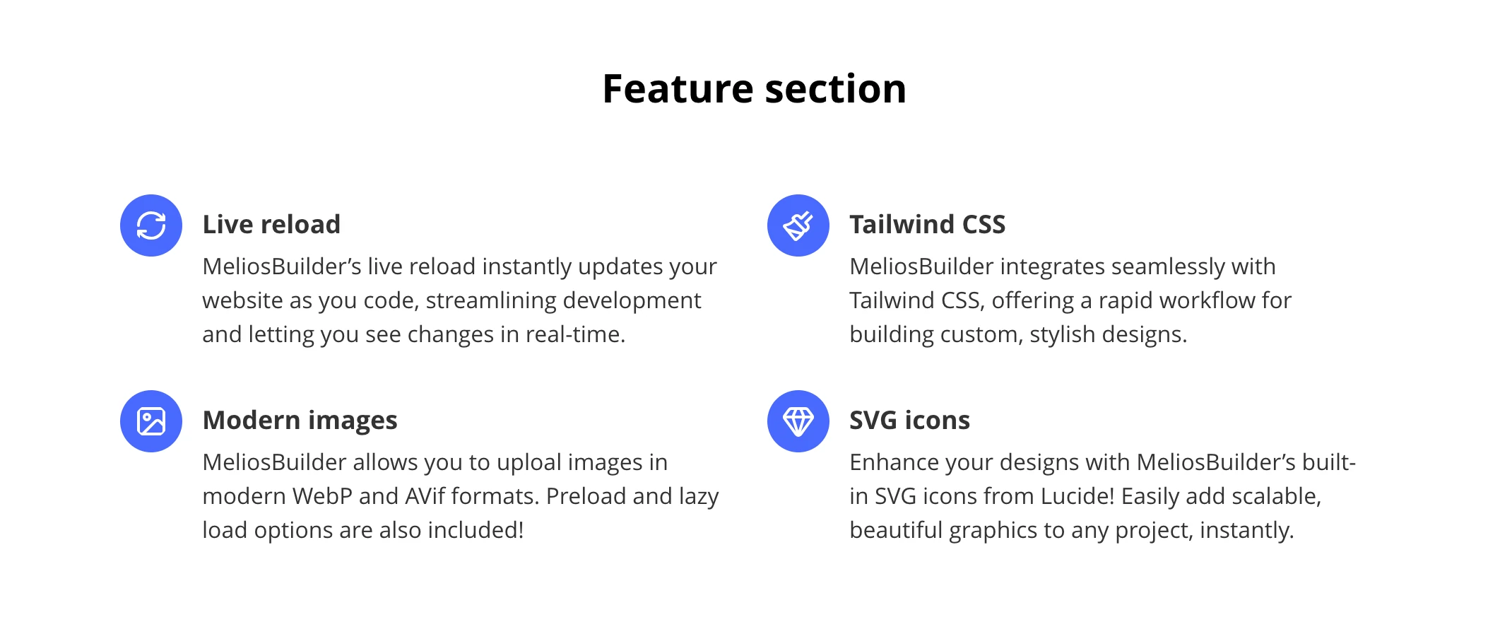 Feature Section screenshot