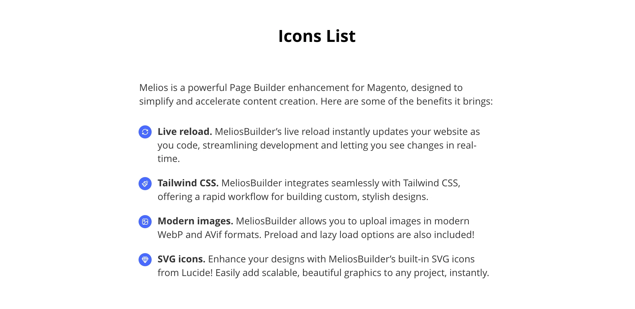 Icons List screenshot