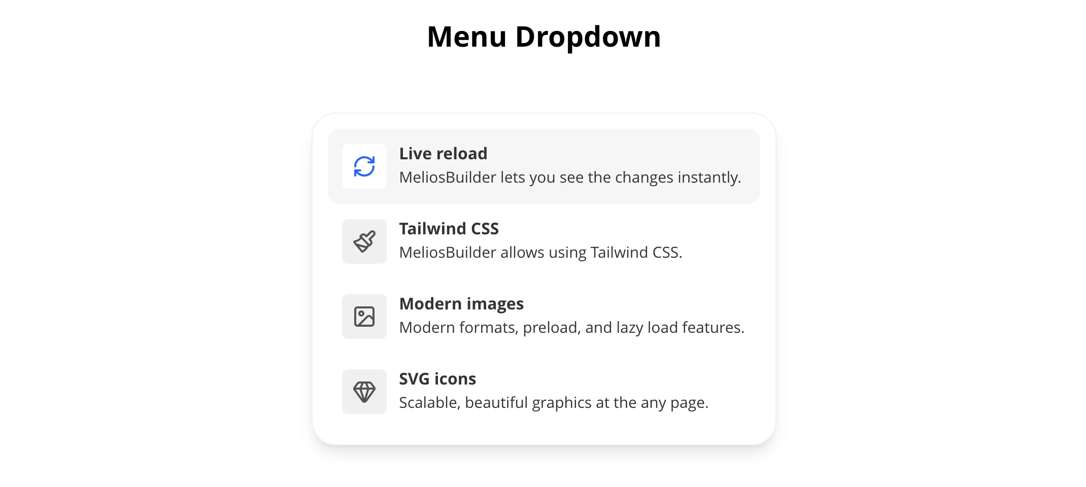 Menu Dropdown screenshot